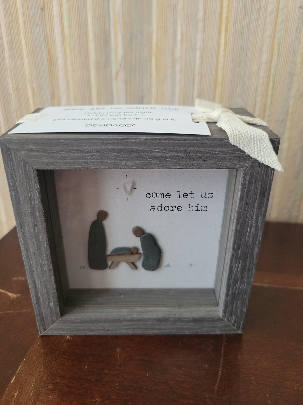 Demdaco Gray Wood Shadow Box Nativity NWT
